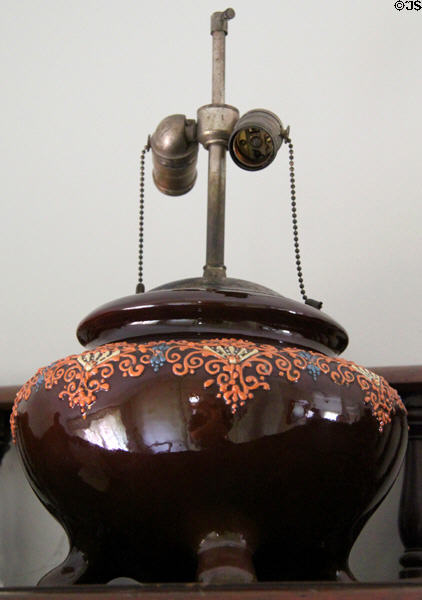 Turada lamp base (1897-1998) by S.A. Weller Pottery Co. at Mathews House Museum. Zanesville, OH.