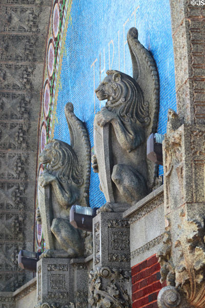 Winged lions above door of Sullivan's People's Federal Savings & Loan Assn. Sidney, OH.