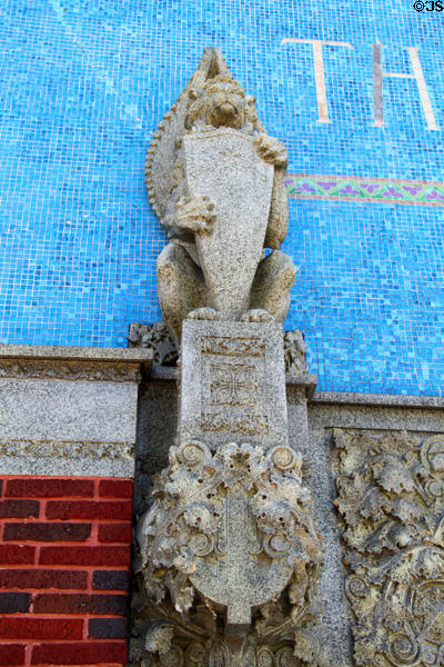 Stone lion on Sullivan's People's Federal Savings & Loan Assn. Sidney, OH.