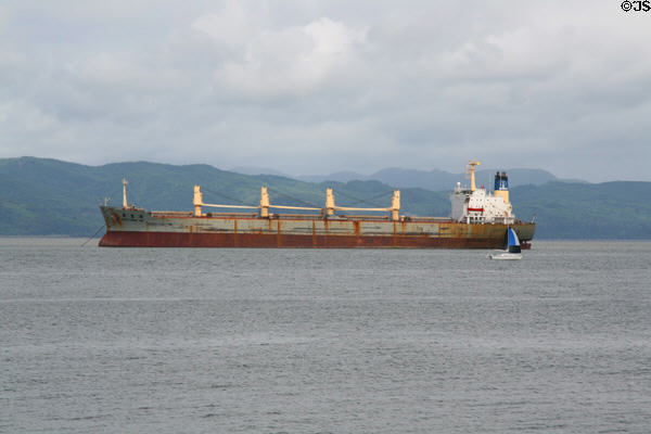 Freighter on Columbia River. Astoria, OR.