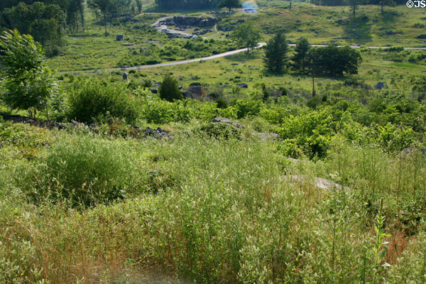 View of Devil's Den from Little Round Top at Gettysburg National Military Park. Gettysburg, PA.