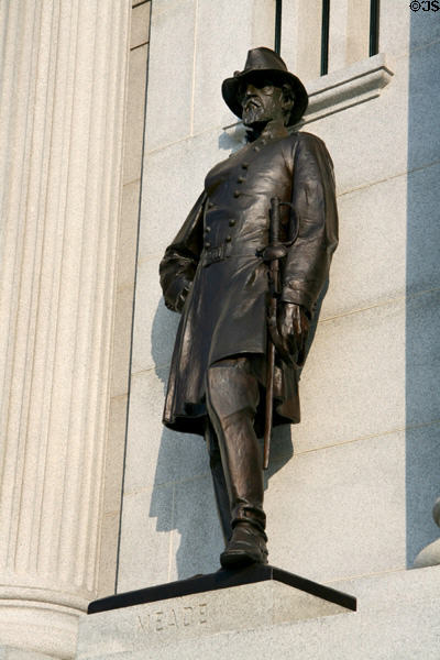 General Meade statue on Pennsylvania monument at Gettysburg National Military Park. Gettysburg, PA.
