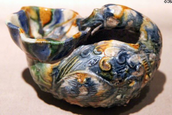 Chinese glazed earthenware oil lamp (618-907 - Tang Dynasty) at Carnegie Museum of Art. Pittsburgh, PA.