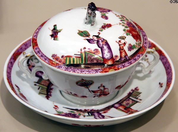 Écuelle & stand (c1730) by Johann Ehrenfried Stadler of Meissen Porcelain Manuf. of Germany at Carnegie Museum of Art. Pittsburgh, PA.