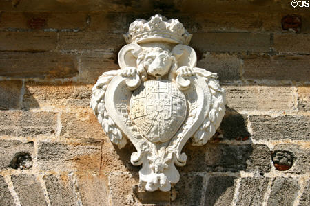 Morro Fortress lion crest over entrance. San Juan, PR.