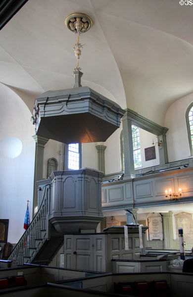 Wine glass pulpit at Trinity Church. Newport, RI.
