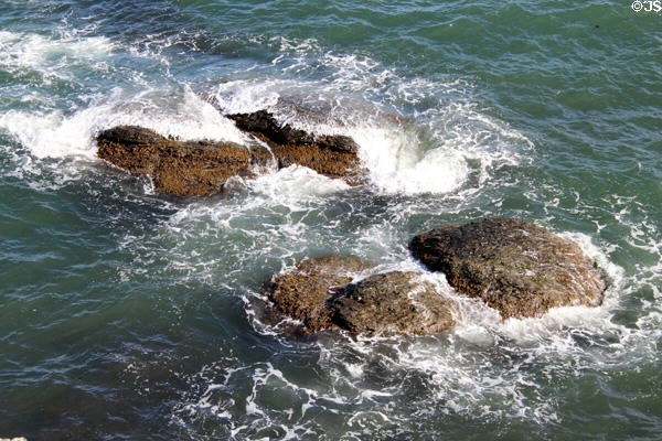 Rocks & waves on Cliff Walk. Newport, RI.