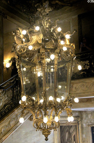 Stairwell chandelier at Marble House. Newport, RI.