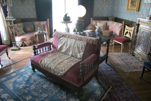 Blue sitting room at Chateau-sur-Mer. Newport, RI.