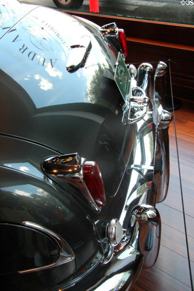 Rear deck of Hudson Commodore Sedan (1948) at Audrain Automobile Museum. Newport, RI.