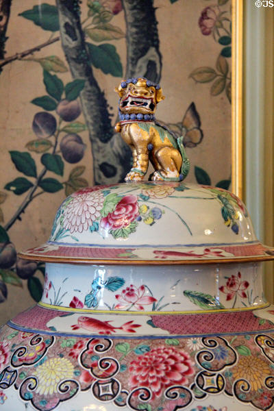 Qing dynasty Chinese vase detail in Music Room at Rough Point. Newport, RI.