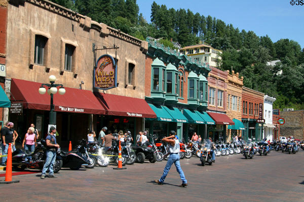 Bikers on Main streetscape. Deadwood, SD.