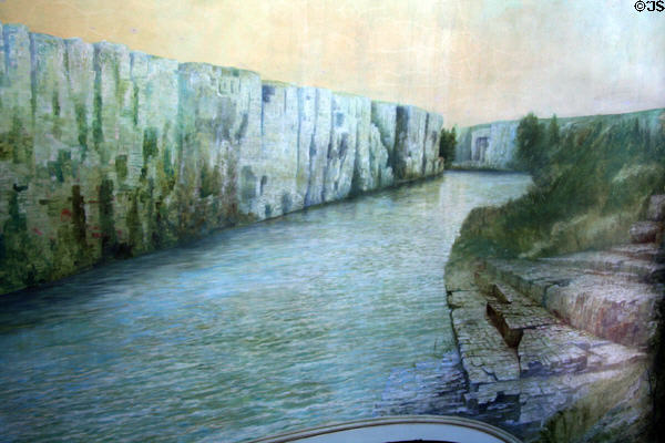 Mural of falls which give town its name in Old Courthouse Museum. Sioux Falls, SD.