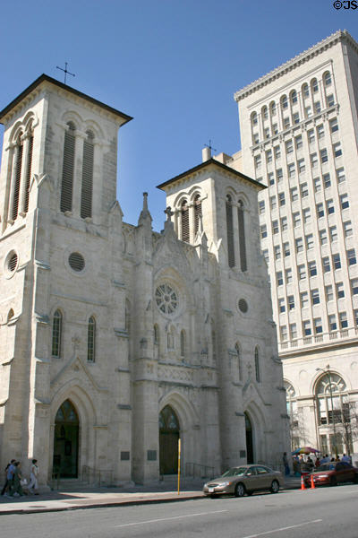 San Fernando Cathedral facade (1868-73) by François Girard on Main Plaza de Las Islas. San Antonio, TX. On National Register.