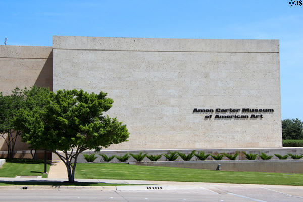 Corner sign of Amon Carter Museum of American Art. Fort Worth, TX.