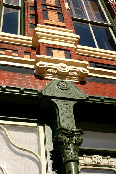 Cast iron columns of Trueheart-Adriance building. Galveston, TX.