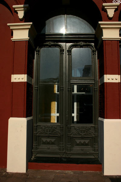Front door of Stewart building. Galveston, TX.