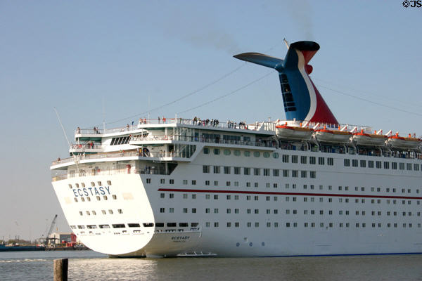 Cruise ship Ecstacy stern. Galveston, TX.