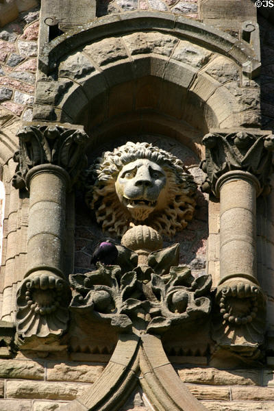Bishop's Palace carved lion. Galveston, TX.