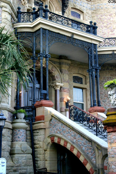 Bishop's Palace portal & flying stairway. Galveston, TX.