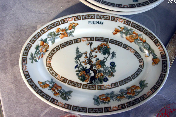 Pullman dining car china at Railroad Museum. Galveston, TX.