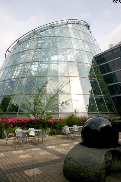 Truncated glass greenhouse cone of Museum of Natural Sciences. Houston, TX.