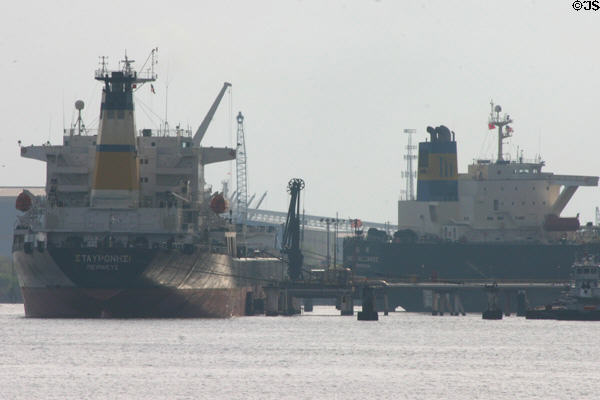 Oil tankers around San Jacinto. Houston, TX.