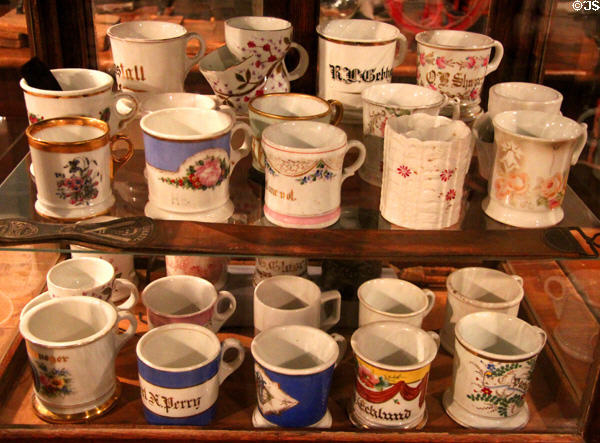 Shaving mugs in General Store at Sam Houston Park. Houston, TX.