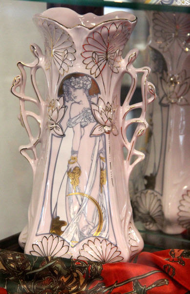 Art Nouveau porcelain vase at Czech Cultural Center. Houston, TX.