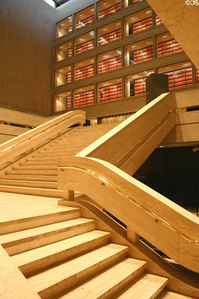 Lyndon B. Johnson Library central staircase & files holding LBJ documents. Austin, TX.