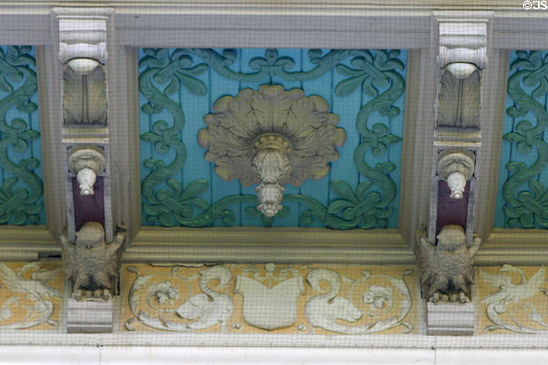University of Texas Battle Hall soffit carvings with owls. Austin, TX.