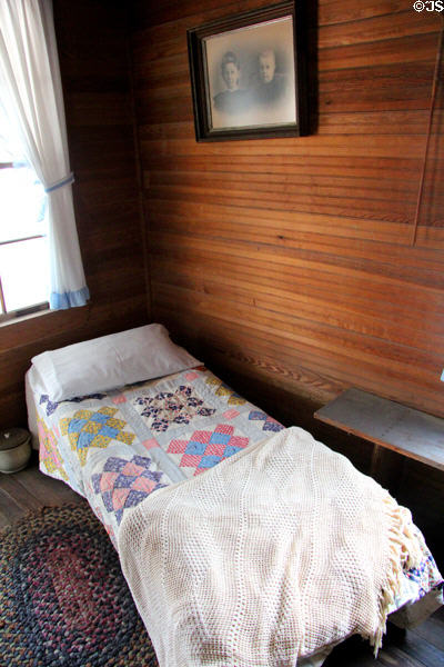 Bed with quilt in Weber Sunday House at Pioneer Museum. Fredericksburg, TX.