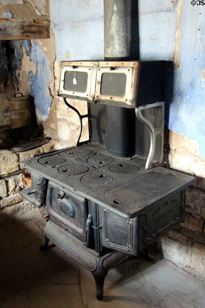 Cast-iron stove range in Kammlah kitchen at Pioneer Museum. Fredericksburg, TX.