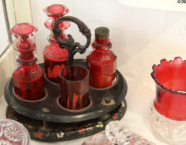 Ruby glass cruet set at Pioneer Museum. Fredericksburg, TX.