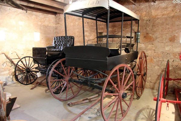 Horse-drawn carriages at Pioneer Museum. Fredericksburg, TX.