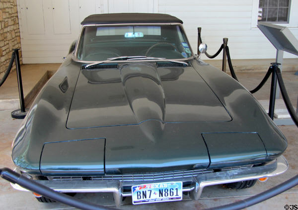 Corvette of President Johnsons daughter beside LBJ Ranch house at Lyndon B. Johnson NHP. Stonewall, TX.