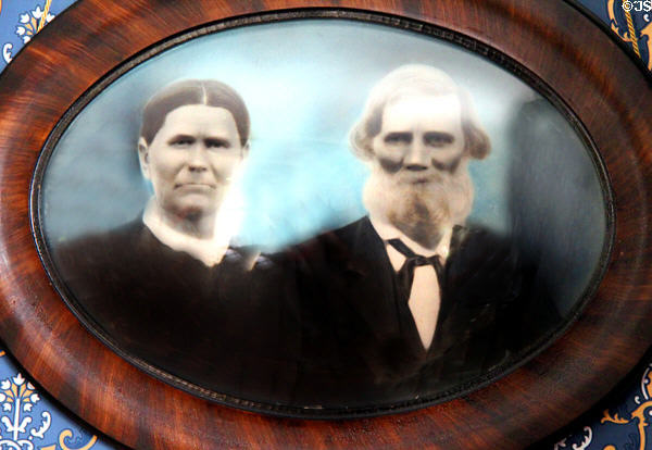 Photo of Texas settlers at Sauer-Beckmann Farmstead. Stonewall, TX.