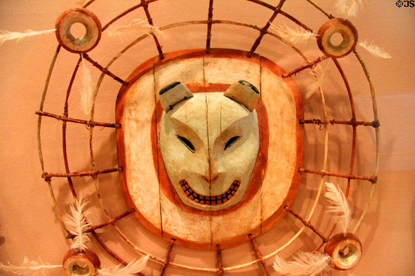 Inuit mask of bear spirit (late 19thC) by Yup'ik culture of Norton Sound of Yukon River area of Alaska at Dallas Museum of Art. Dallas, TX.