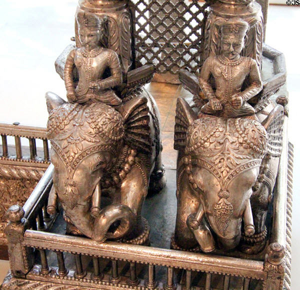 Elephant details of silver shrine (late 18th-19thC) from Gujarat, India at Dallas Museum of Art. Dallas, TX.