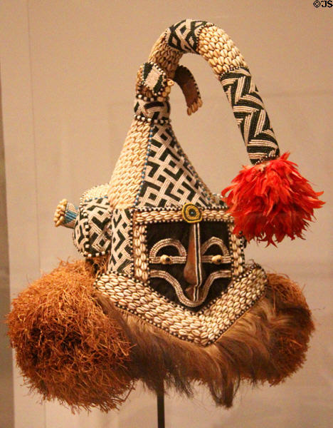 Helmet mask (mid-20thC) by Kuba culture of Democratic Republic of the Congo at Dallas Museum of Art. Dallas, TX.