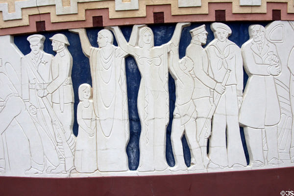American military section of history Texas mural by Julian Garnsey on Tower building at Fair Park. Dallas, TX.