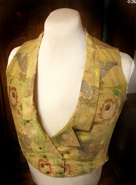 President Santa Anna's embroidered silk brocade vest taken from captured baggage after Battle of Buena Vista (1847) at Dallas Historical Society Museum in Hall of State in Fair Park. Dallas, TX.