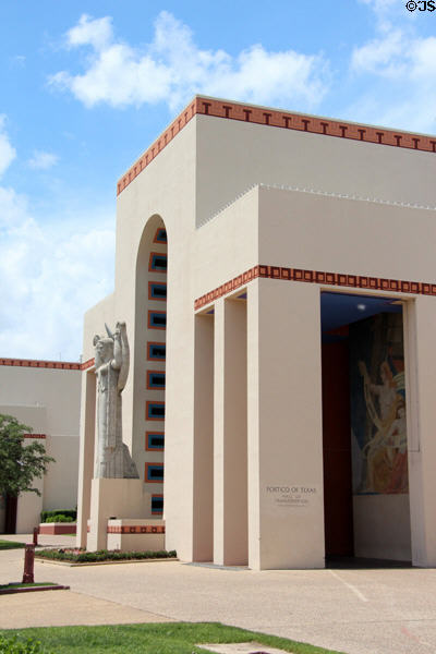 Texas portico Centennial Hall (originally Hall of Transportation) at Fair Park. Dallas, TX.