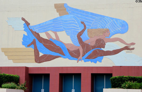 Man & Angel mural by Pierre Bourdelle on Centennial Hall of Texas Centennial Exposition building (1936) at Fair Park. Dallas, TX.