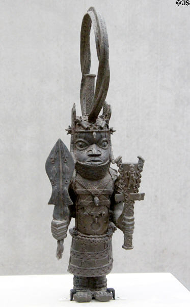 Bronze Benin standing Oba (late 18thC) from southern Nigeria at Kimbell Art Museum. Fort Worth, TX.