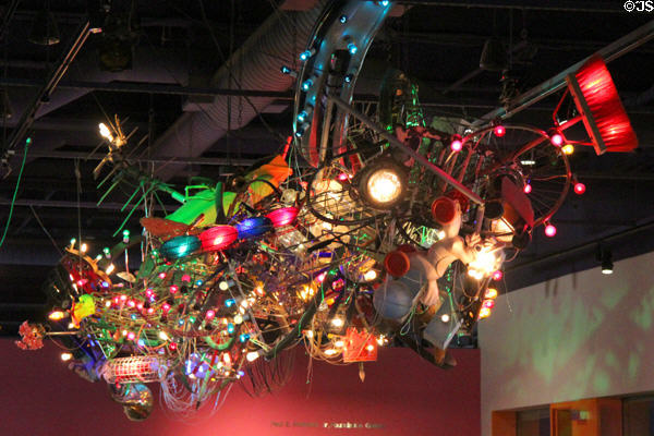 Light sculpture in entrance lobby at Fort Worth Museum of Science & History. Fort Worth, TX.