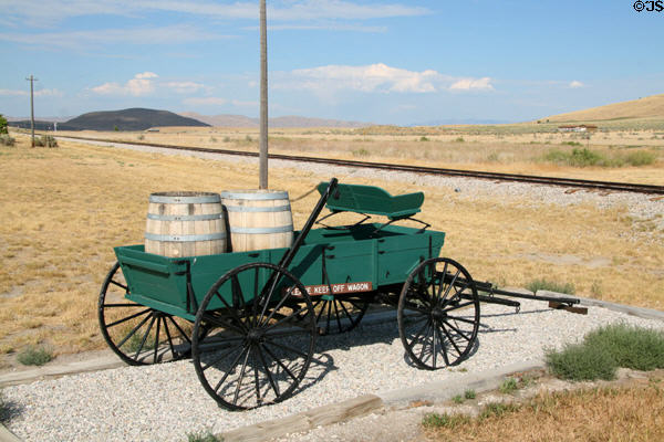 Wagon beside track at Promontory Point NHS. UT.