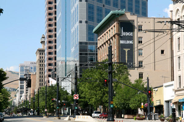 Streetscape along S. Main Street architecture. Salt Lake City, UT.