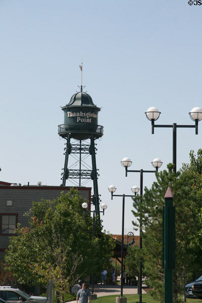 Thanksgiving Point water tower at shopping center marking point of original Mormon settlement in Utah. Lehi, UT.