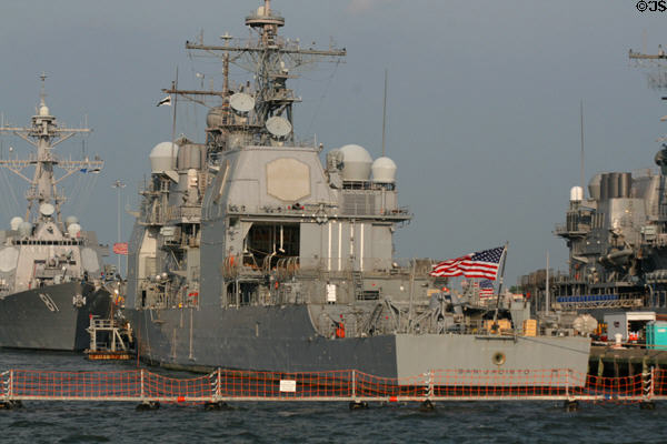 USS San Jacinto (CG-56) Ticonderoga-class cruiser at Naval Station Norfolk. Norfolk, VA.